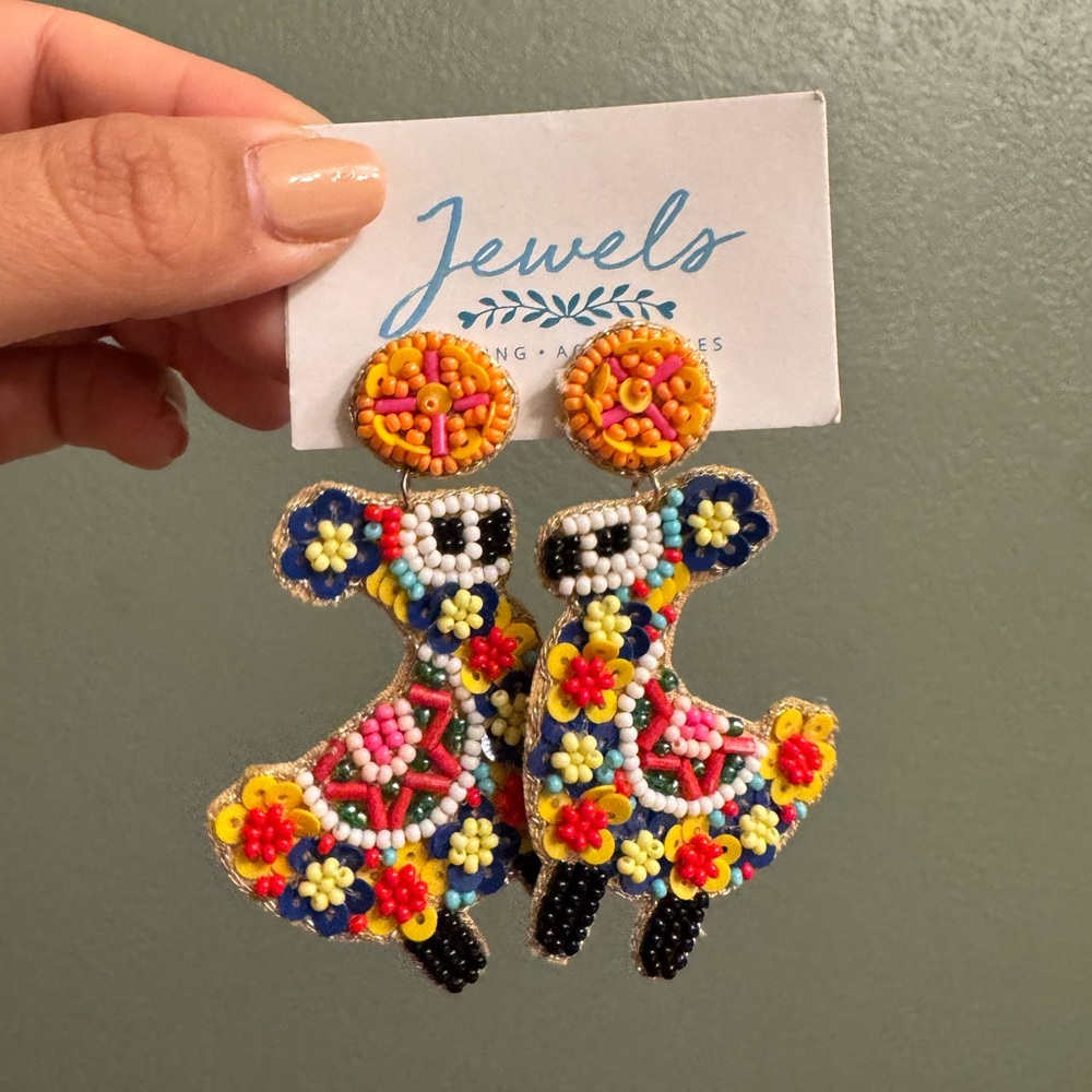 Boutique Earrings - Llama - Cinco De Mayo Colorful Beaded